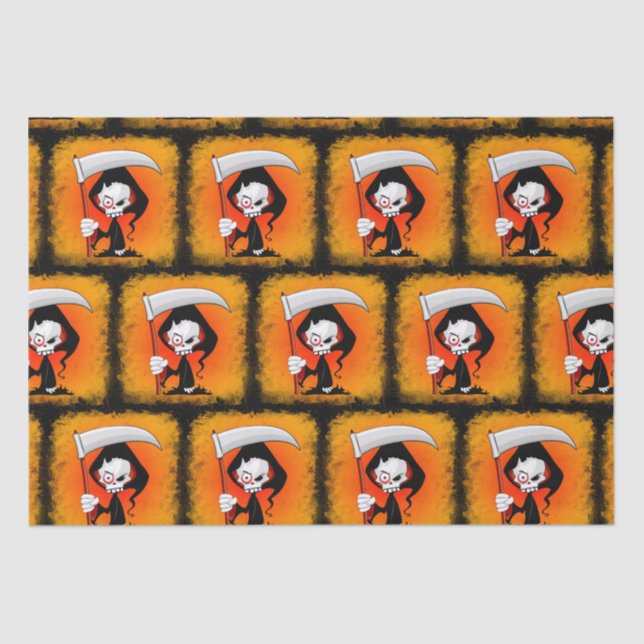 Grim Reaper Creepy Funny Cartoon Tissue Paper (Front)