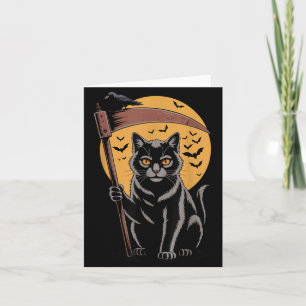 Grim Reaper Death Black Cat Halloween Mom Women Card