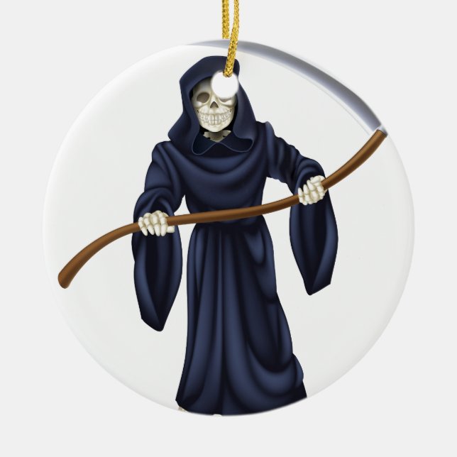 Grim Reaper Death Skeleton Ceramic Ornament (Front)