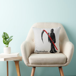 Grim Reaper Design Personalised Throw Pillow