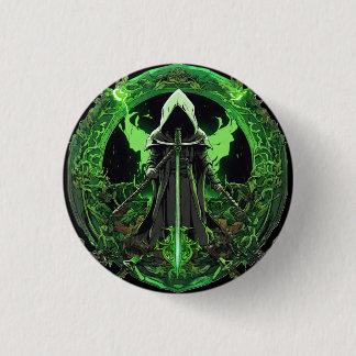 Grim Reaper Emblem In Green6 1 Inch Round Button
