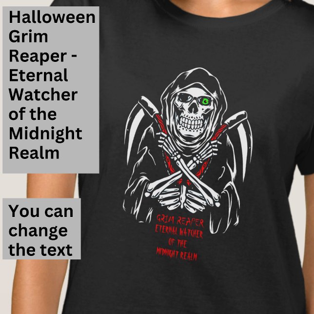 Grim Reaper Eternal Watcher White Red on Black  T-Shirt (Creator Uploaded)