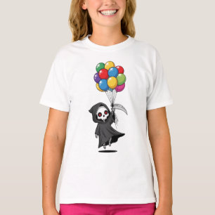 Grim Reaper Floating with Balloons Kids T-Shirt