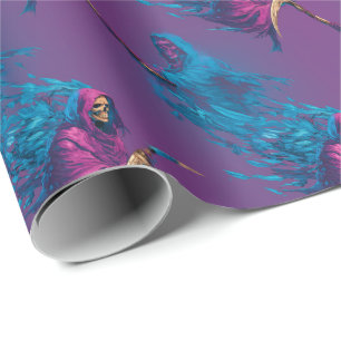 Grim Reaper Glow - Haunted Death Figure Wrapping Paper