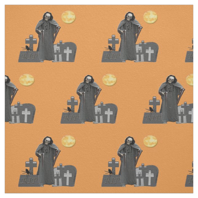 Grim Reaper Graveyard Fabric (Swatch)