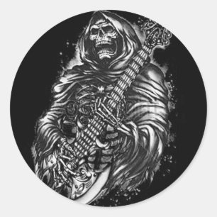 Grim  Reaper Guitar Classic Round Sticker