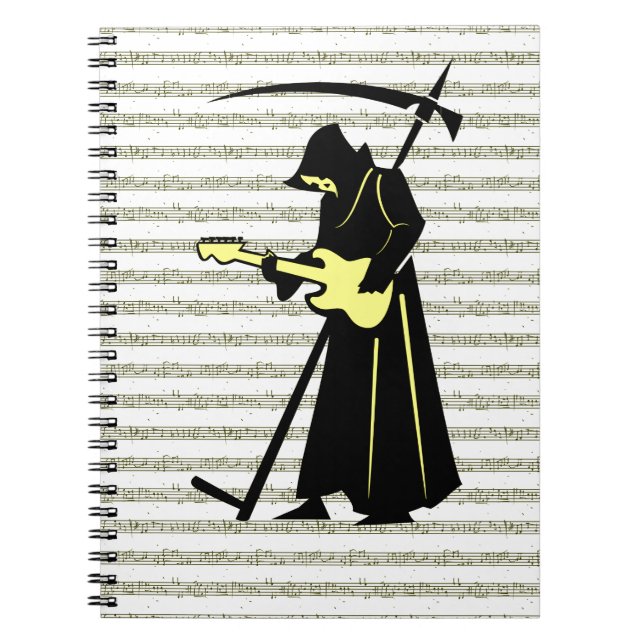 Grim Reaper Guitar ☠️Gothic Skull Design Notebook (Front)
