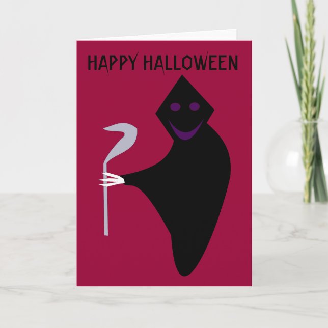 Grim Reaper Halloween Customizable Card (Front)