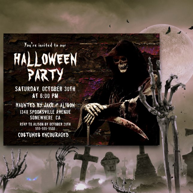 Grim Reaper Halloween Party Invitation (Creator Uploaded)