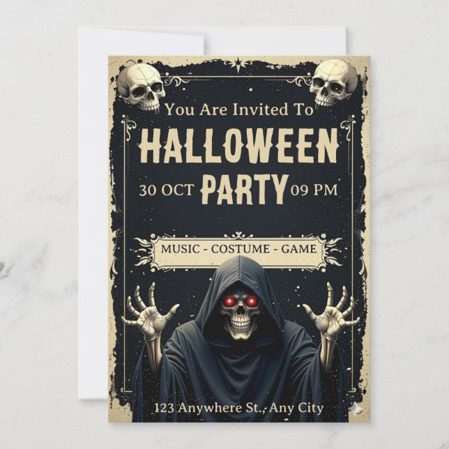 Grim Reaper Halloween Party Invitation (Front)