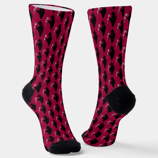 Grim Reaper Halloween Patterned Socks (Angled)