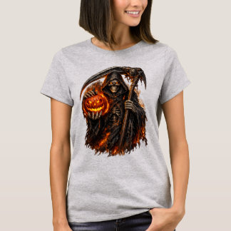 Grim Reaper Halloween Pumpkin Women's T-Shirt |