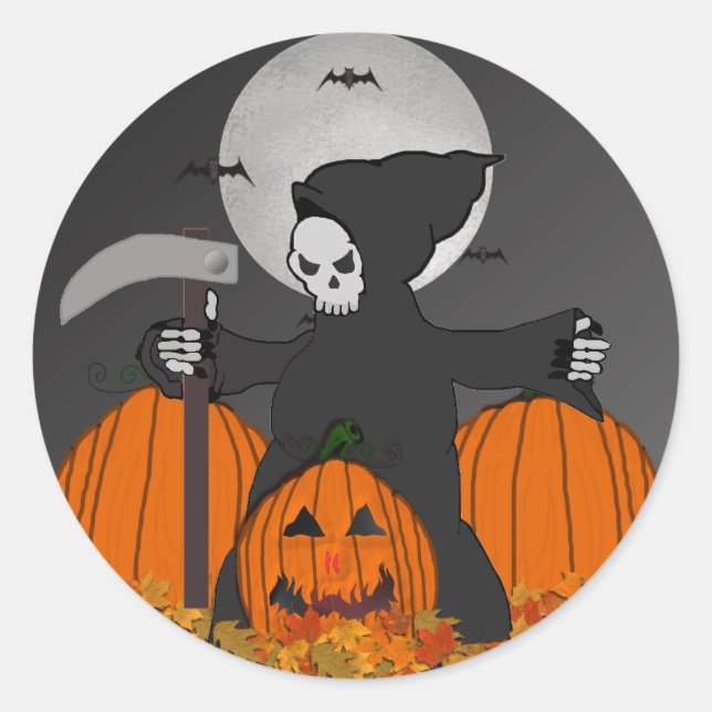 Grim Reaper Halloween Stickers (Front)