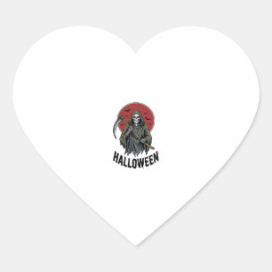 Grim Reaper Halloween Vintage Engraving Art_1 Heart Sticker