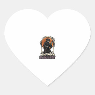 Grim Reaper Halloween Vintage Engraving White Shir Heart Sticker