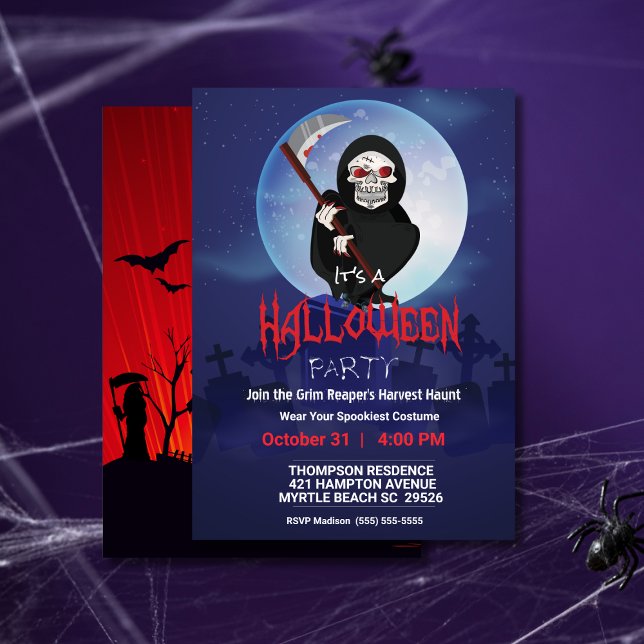 Grim Reaper Haunting Halloween Party   Invitation (Creator Uploaded)