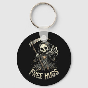 Grim Reaper Hugs Skeleton Dark Humour Keychain