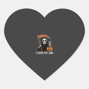 Grim Reaper I Love My Job Halloween Design Heart Sticker
