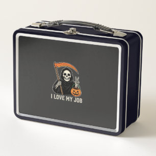 Grim Reaper I Love My Job Halloween Design Metal Lunch Box