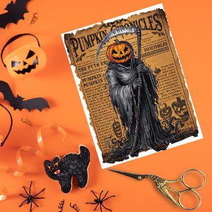 Grim Reaper Jack o’ Lantern Halloween Newspaper Tissue Paper