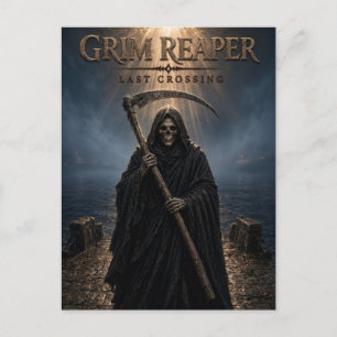 Grim Reaper Last Crossing Dark Cinema Postcard