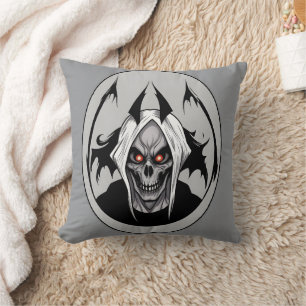 Grim Reaper Of The Blazing Eyes Throw Pillow