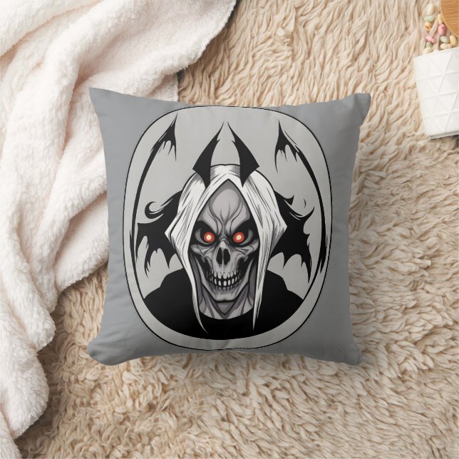 Grim Reaper Of The Blazing Eyes Throw Pillow (Blanket)