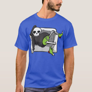 Grim Reaper On Couch Lazy Halloween Costume Funny  T-Shirt