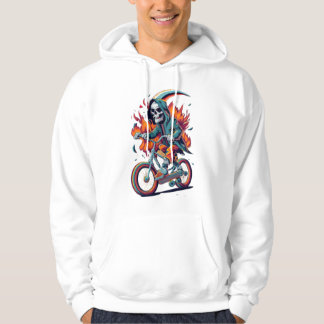 Grim Reaper On Flaming Motorcycle Bike Hoodie