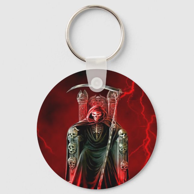 Grim Reaper On His Throne Keychain (Front)