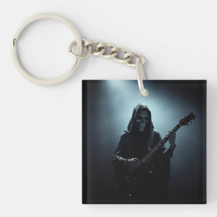 Grim reaper on stage with guitar keychain
