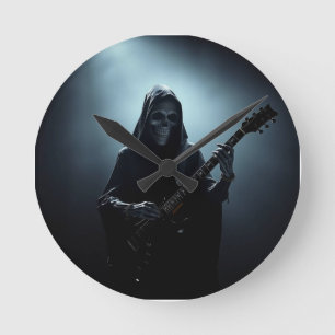 Grim reaper on stage with guitar round clock