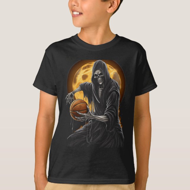 Grim Reaper Playing Basketball Graphic Tees for Me (Front)