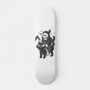 Grim reaper riding a cat - Choose background color Skateboard