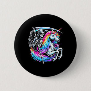 Grim Reaper Riding Unicorn Funny Gothic Pastel Got 2 Inch Round Button