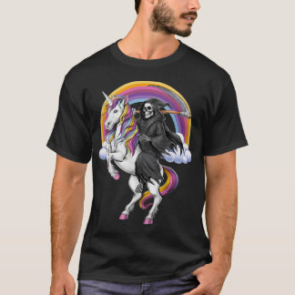 Grim Reaper Riding Unicorn T-Shirt