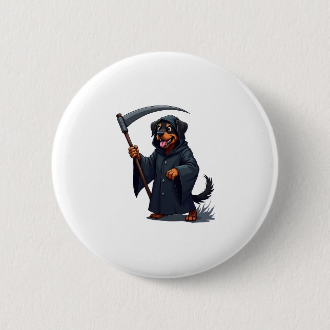 Grim Reaper Rottweiler Dog 2 Inch Round Button (Front)