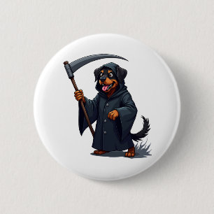 Grim Reaper Rottweiler Dog 2 Inch Round Button