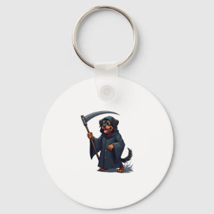Grim Reaper Rottweiler Dog Keychain