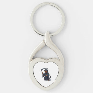 Grim Reaper Rottweiler Dog Keychain