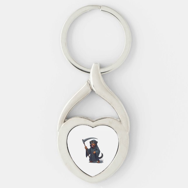 Grim Reaper Rottweiler Dog Keychain (Front)