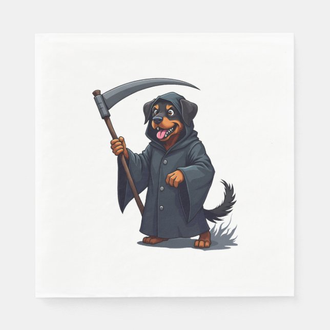 Grim Reaper Rottweiler Dog Napkin (Front)