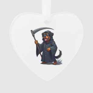 Grim Reaper Rottweiler Dog Ornament