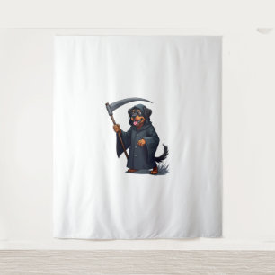 Grim Reaper Rottweiler Dog Tapestry