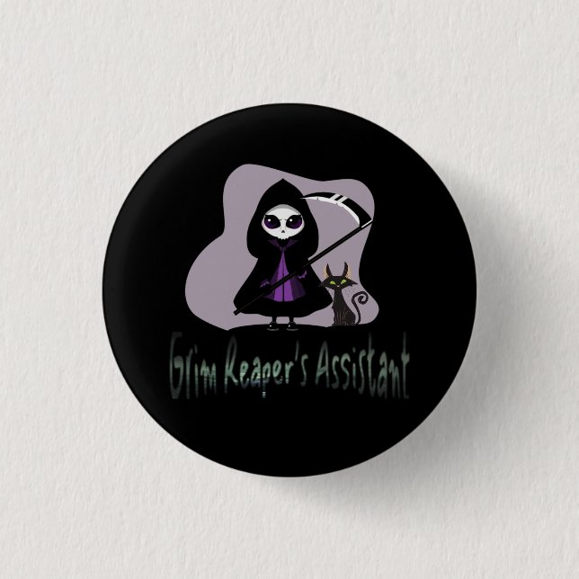 Grim Reaper’s Assistant cute grim reaper 1 Inch Round Button (Front)