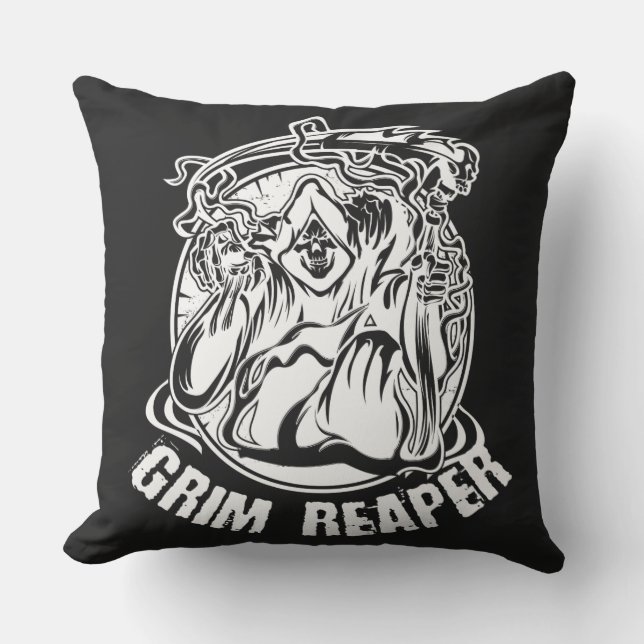 Grim Reaper Scary Halloween Outdoor Pillow (Front)
