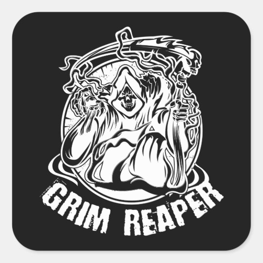 Grim Reaper Scary Halloween Square Sticker