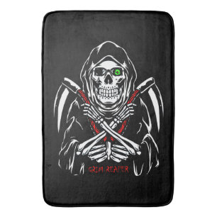 Grim Reaper Scythe Death Skeleton Bones Halloween Bath Mat