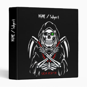 Grim Reaper Scythe Death Skeleton Bones Halloween  Binder