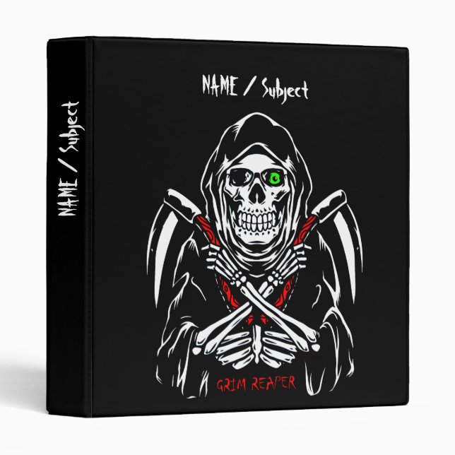 Grim Reaper Scythe Death Skeleton Bones Halloween  Binder (Front/Spine)